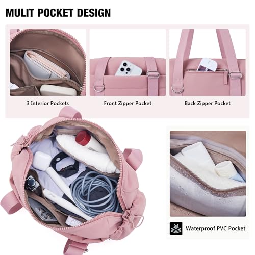 Image of ROULENS Small Gym Bag for Women 2 Set Mini Gym Duffle Bag with Wet Compartment and Coin Wallet, Gym Tote Bag for Workout /Sport /Travel