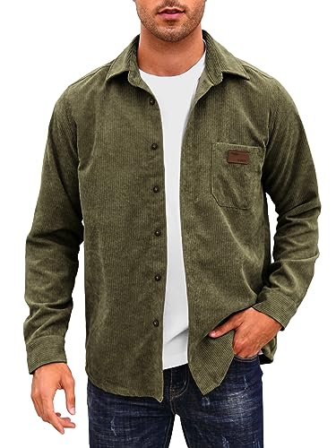 Image of Comdecevis Men's Corduroy Shirt Long Sleeve Shacket