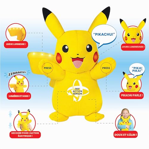 Peluche Pikachu Pokémon 97834 doudou doux taille M plush toys jaune