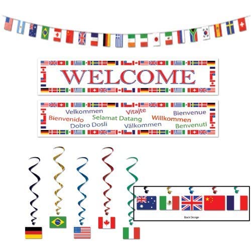 Beistle World Flags Party Decorations with Flag Whirls, Pennant