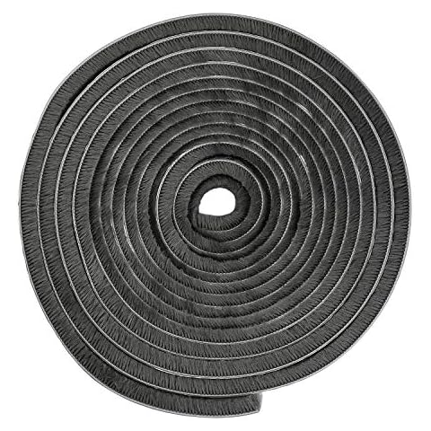 5m Self-Adhesive Brush Pile Draft Excluder Strip High-Density Felt-Draft Air Eccentric Weather Stripping for Sliding Doors Insulation, Windows Frame Wardrobes Gap Seal - 9 mm x 9 mm, Gray Cover