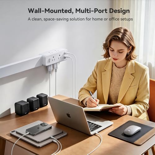 Extensión ZLOKLA OE-L0121 con 6 tomas y 4 puertos USB (2 USB-C), base extensible 22-35" con rotación de 360° miniatura 7