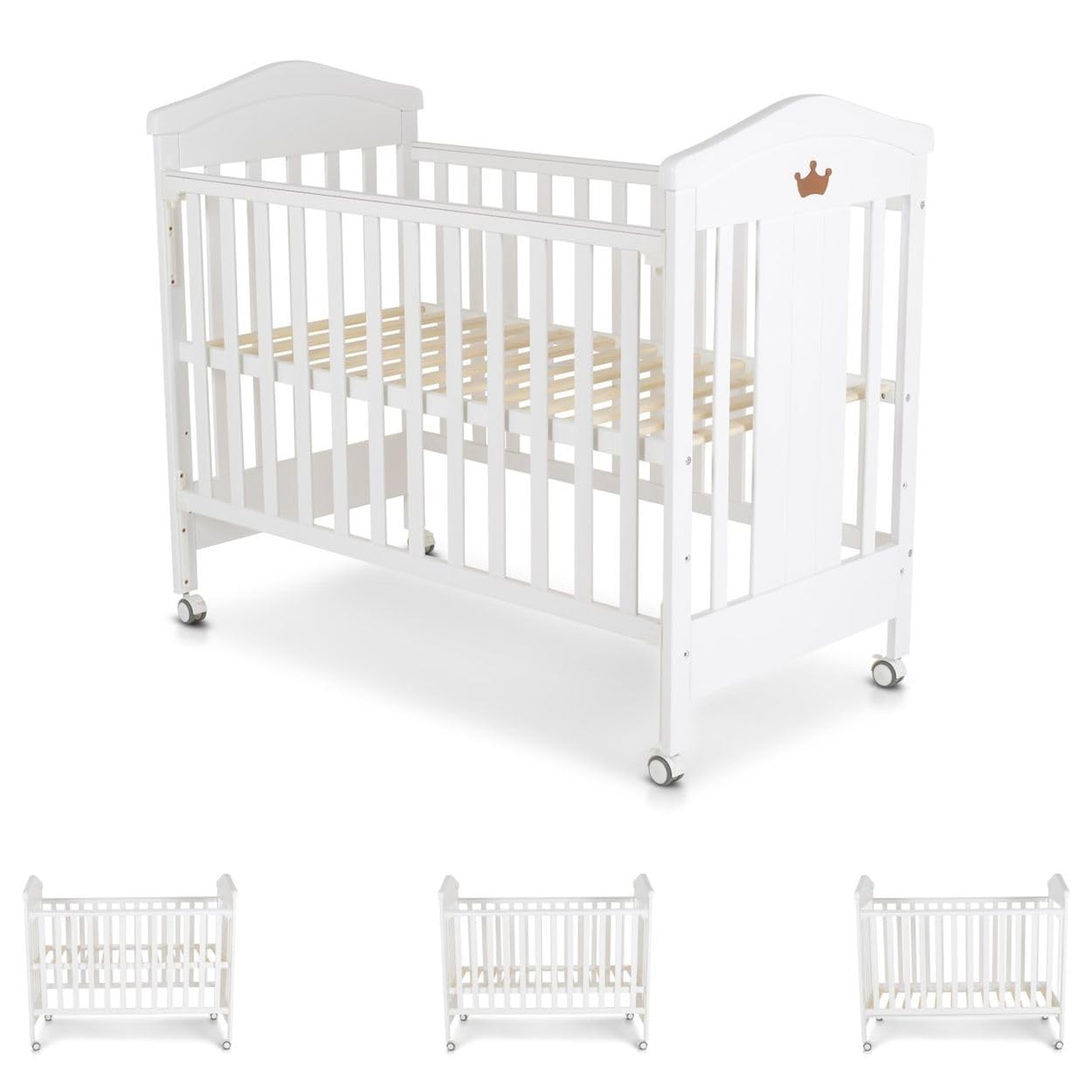 Cangaroo culla Wing, 120 x 60 cm, legno di faggio, ruote, 3 posizioni in altezza, colorazione:bianco
