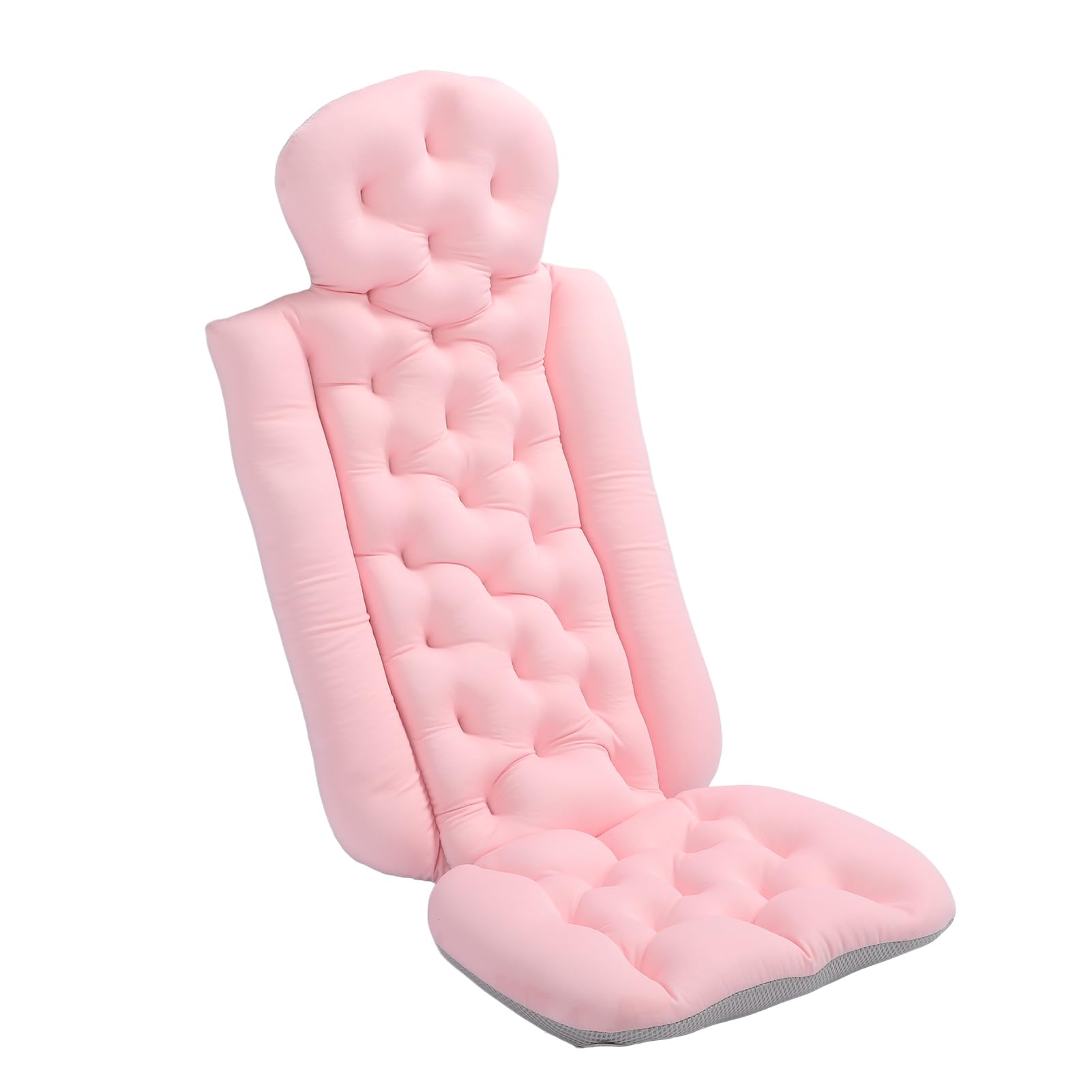 Almohada de baño para Todo el Cuerpo, cojín ergonómico para bañera con Ventosa, Almohada de SPA Larga Antideslizante Acolchada para el Apoyo de la Cabeza, el Cuello y los Hombros e (Rosada)