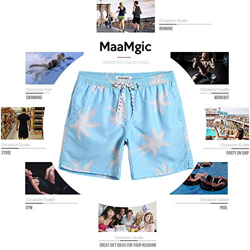 MaaMgic Mens Palm Tree Swim Trunks Bathing Suits Board Shorts Swimming Shorts