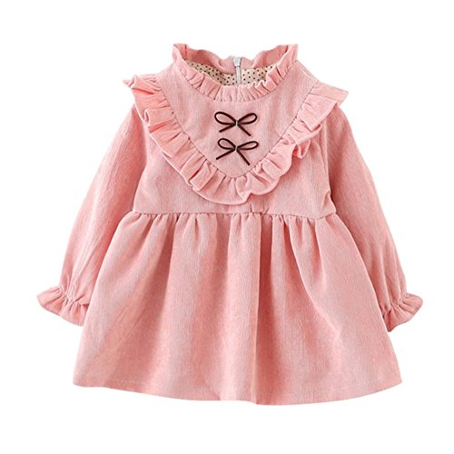 Bébé Filles Coton Automne Printemps Style De Casual Simple Robe Princesse Manches Longues Ligne A Casual Slim Casual Robes Dress (Color : Rosa, One Size : 1-2J) Cover