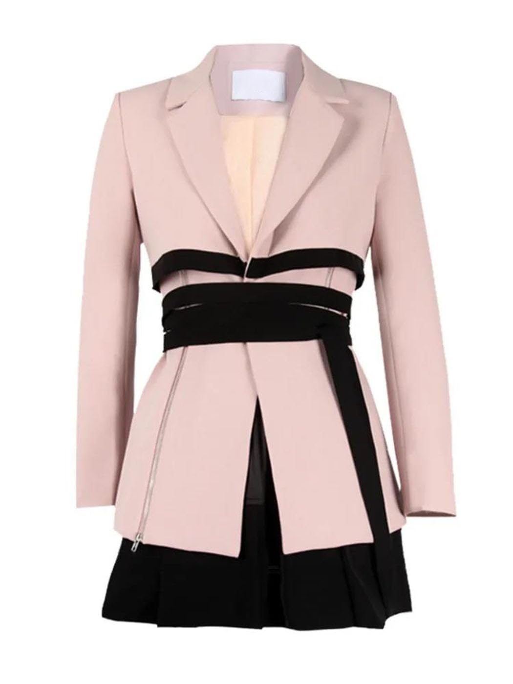 Womens Autumn 2-Piece Suit Set Blazer with Belt High Waist Skirt Office Work Formal Outfit