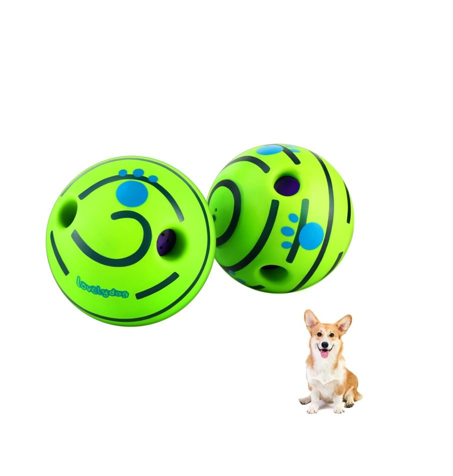Wobble Giggle Ball for Dogs Durable Interactive Dog Toys for Small Medium Large Dogs (Green, S/3.15 inch)