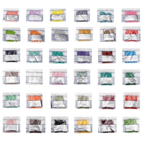 ZJIVQO 36 Colors Diamond Beads for Painting Replacement Round Drills Cross Stitch Art Kit Crafts, medium