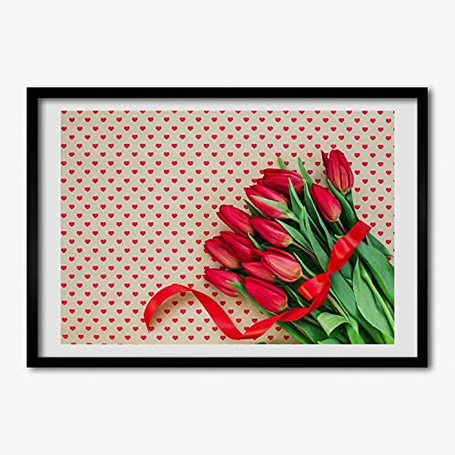 Affiche de tulipes sous cadre en bois moderne Tulup pour creer un salon chaleureux