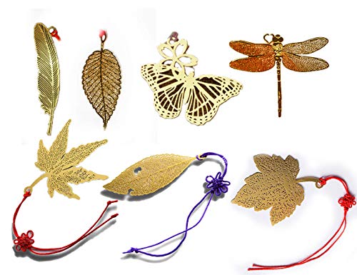 Metal Bookmark with Tassels and Envelope - Amupper Página Kawaii Leaf Book Marcadores Para Libros Stationery Gift School Supplies, Paquete de 7