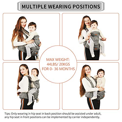 JooBebe Babydrager ergonomische buikdrager kinderdrager 4-in-1 met afneembare capuchon ademende rugzakdrager volledige… - Image 3