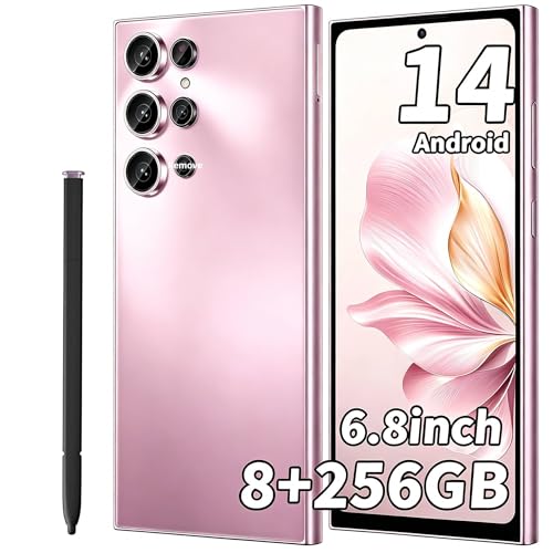 Image of C24 Ultra Unlocked Phone, 8GB+256GB Large Storage Smart Phone, Android 14 Cell Phone, 6800 mAh Battery Unlockedphone, 6.8-inch /5G Dual SIM [Works with T-Mobile, AT&T, Verizon] Pink