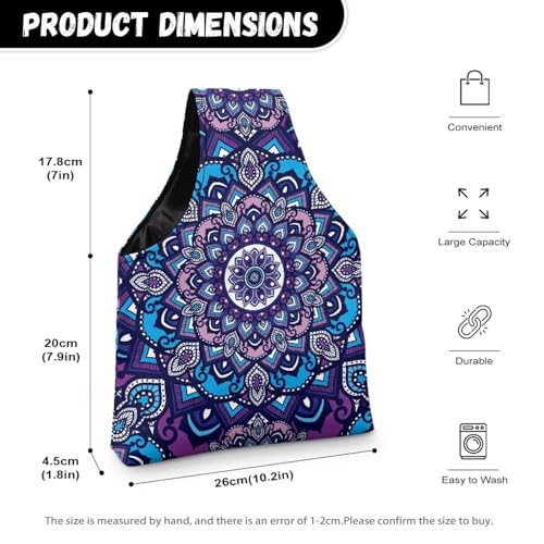 Image of ZUXONGSY Mandala Yarn Bags for Knitting Retro Floral Yarn Tote Bag for Women Floral Portable Knitting Project HanbBag for Crochet Hooks