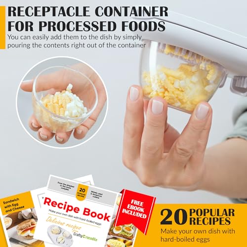CraftyCrocodile Egg Slicer for Hard Boiled Eggs - 3 Slice Modes Egg Cutter, Heavy Duty, Stainless Steel Dicer - Kitchen Chopper Tool for Strawberry, Mushroom, Grape, Cherry Tomato - White