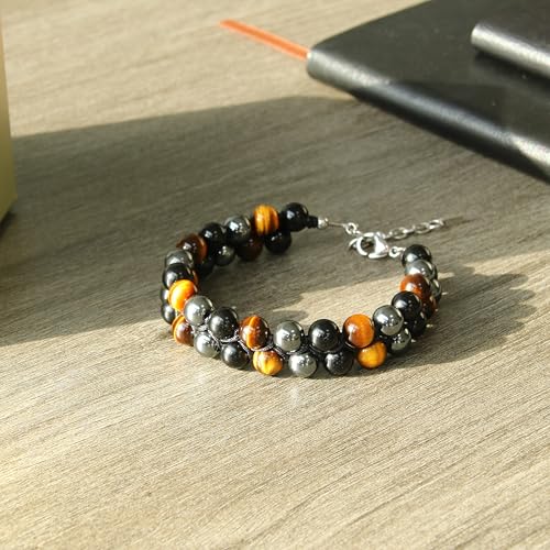 Pulsera para hombre con piedra Ojo de Tigre natural ajustable miniatura 6