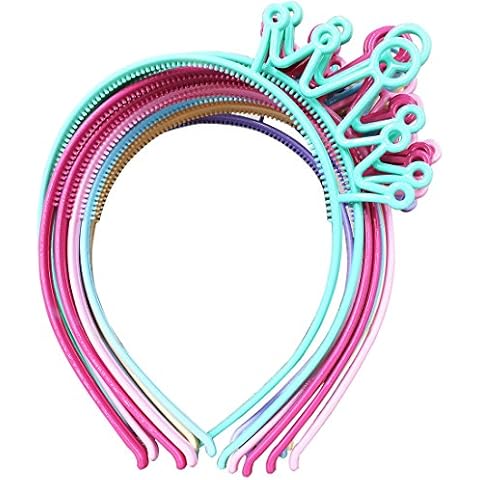 XIMA 12pcs Spring Colors ABS Plastic Material Crown Girls Headbands Tiaras Head Band Princess Children Headear Hair Accessory (SP-Crown) Cover