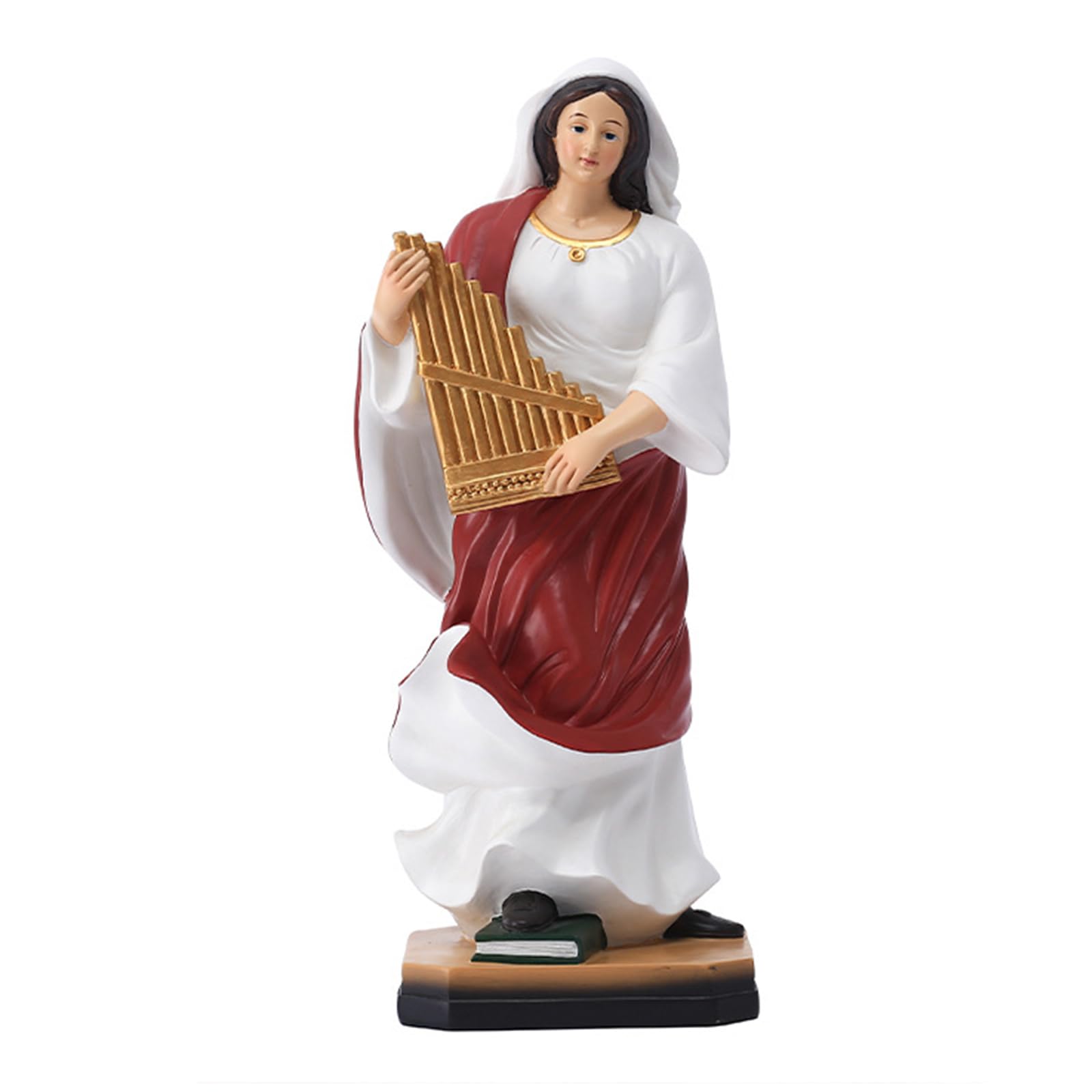 Scultura classica elegante del musicista dipinta a mano con dettaglio arpa in resina, regalo per appassionati musica, statuetta in resina