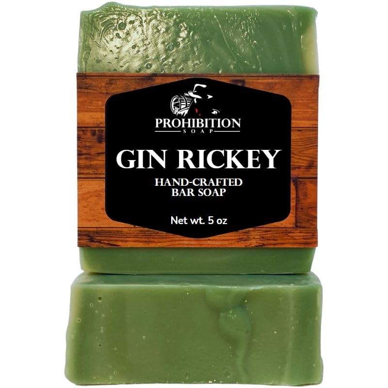Miniatura 3 de Prohibition Soap  Gin Rickey  Jabón en barra de manteca de karité natural con arcilla de caolín para hombres y mujeres, jabón hidratante y nutritivo