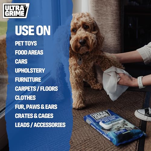 UltraGrime Pet Cleaning Wet Wipes for Dogs & Cats - Extra Large Dog Wipes for Paws, Eyes & Ears - Gentle Pet Grooming Wipes for Everyday Cleaning – (Pack of 40) - Image 5