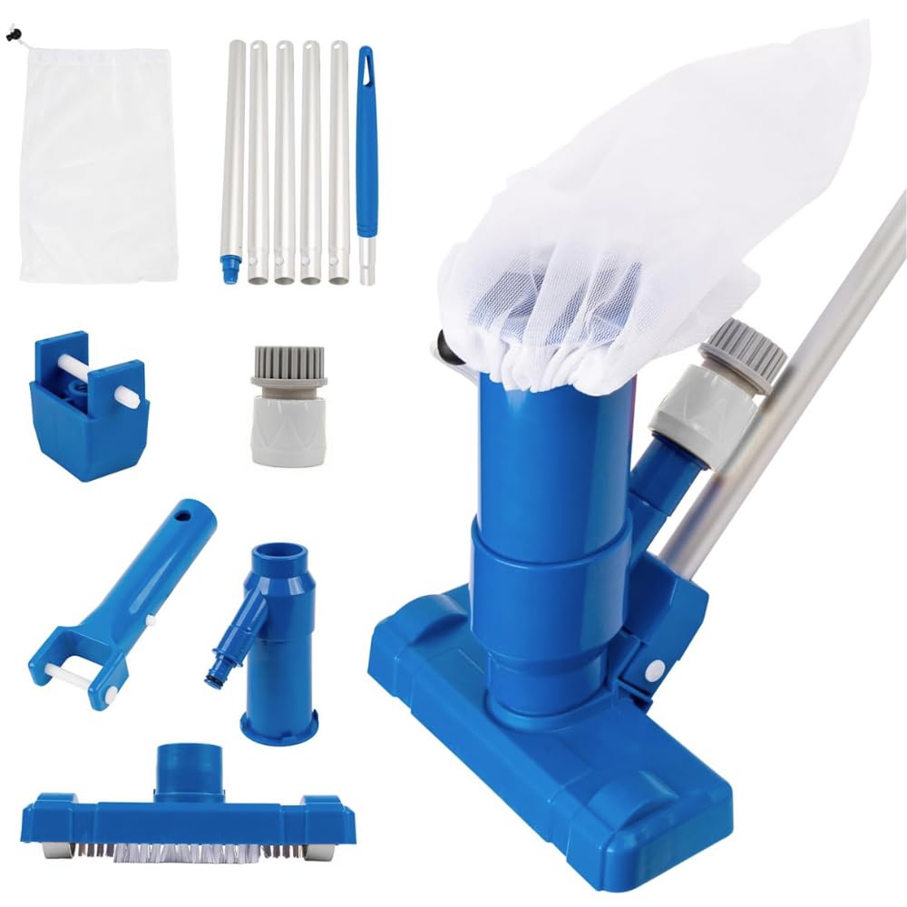 Limpiafondos Manual para Piscina – Aspirador de Fondo con Conexión a Manguera. Skimmer para Piscina, Pértiga Plegable, Ligero y Eficiente. Ideal para Piscinas y Spas