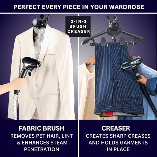 Image of SALAV Heavy Duty Commercial Full-Size Garment Steamer with Foot Pedals and Extra Large 3L (101.5 oz) Water Tank, 1800 watts of Poweful Steam (Navy)