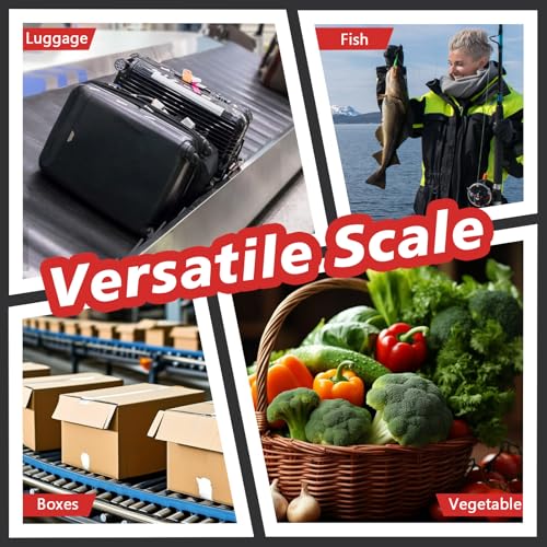 2PC Portable Luggage Weight Scale with Hook- Black & White Fishing Hanging Scale Mechanical Kitchen, Multi-Purpose Travel Suitcase Scale with Tape Measure (80 Lbs)