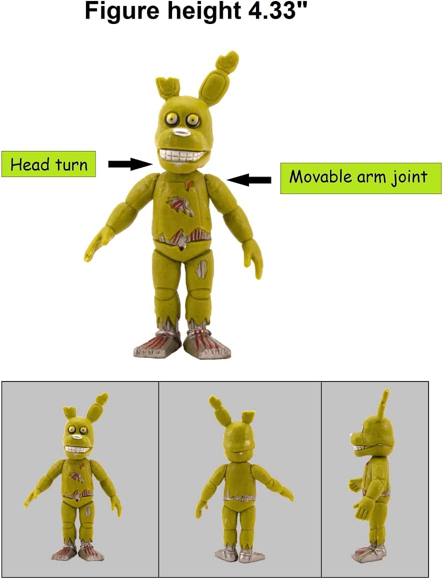 NA Toysvill FNAF Action Figures (Set of 6 pcs) | Inspired by Five Nights at Freddy’s Toys Figurines Set, Cake Toppers, Party Set, Collectible Toys for Kids, Height About 4 inches