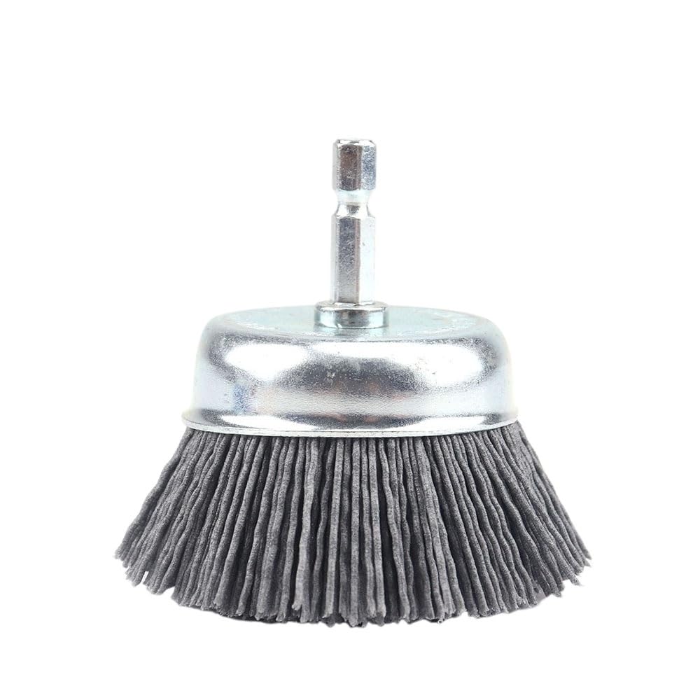 spazzole metalliche per la pulizia Spazzola a tazza in nylon da 75 mm abrasiva for trapano utensile rotante lucidatura del legno sbavatura gambo da 6 mm con accessori grana 80-240(Grey,75mm