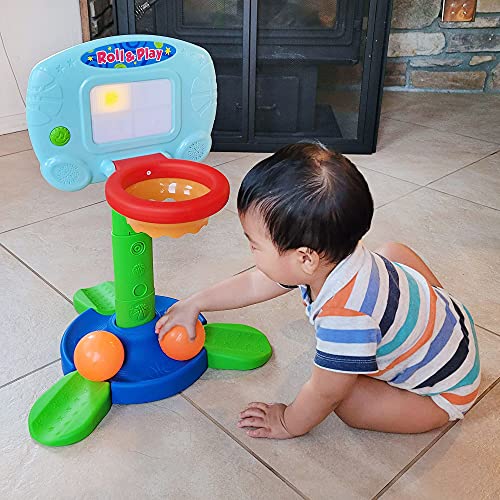 Lotfancy Basketball Hoop For Kids Toddlers, With Light And Music Sound, Infant 2 In 1 Sports Toy Set, Baby Electronic Interactive Learning Toy, Indoor & Outdoor Basketball Court Game, Battery Included #TOP5