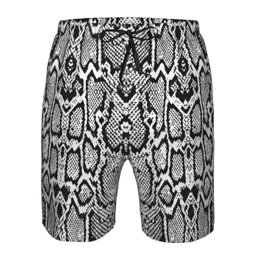 Black White Snake Skin Print Men's Swim Trunks Quick Dry Beach Shorts with Pockets Lining Swimwear Bathing Shorts4