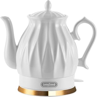 Ceramic Electric Kettle, 1.5L/1200W Boil Water Quickly and Easily with Boil-Dry Protection Auto Shut Off, Detachable Swivel Base, Diamond Cut Glazed
