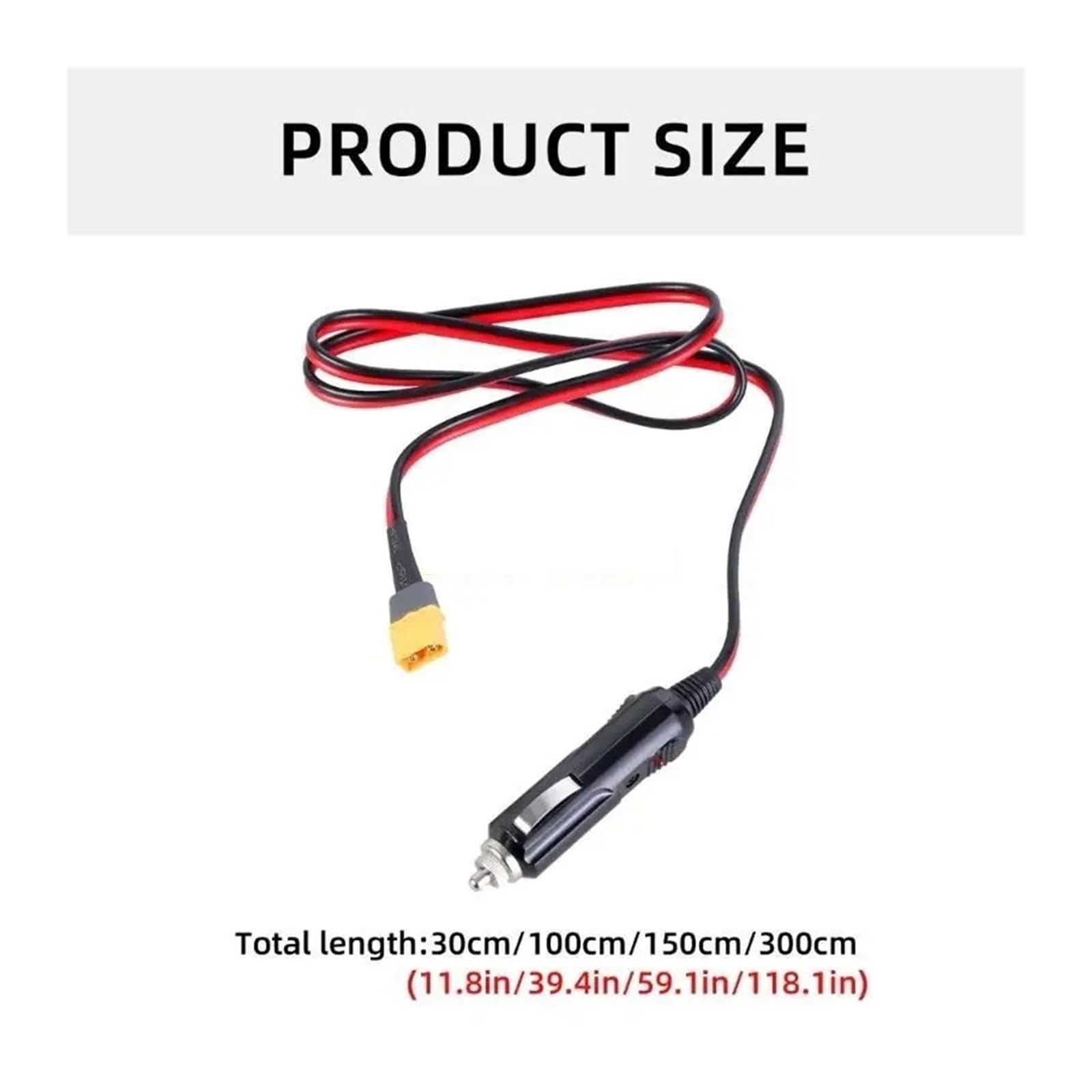 Męski kabel adaptera do gniazda zasilania samochodu, 12 V, 24 V, 14 AWG, wytrzymałe, męskie złącze wtykowe do stacji ładującej panel słoneczny z bezpiecznikiem 20 A (dla 3 m)