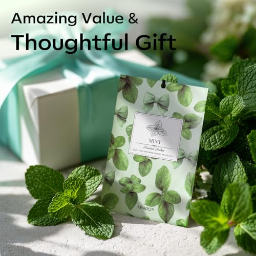 Image of MYARO 20 Pack Peppermint Scented Sachets for Drawer Closet & Car - Mint Air Freshener Bags for Small Space, Storage Bag, Trash Cans Home Fragrance