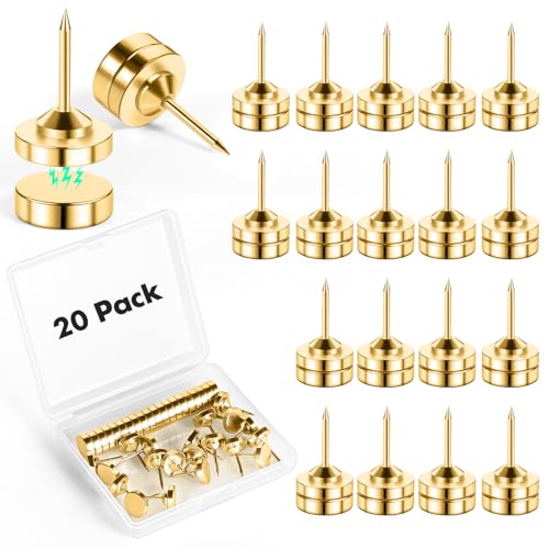 20 Sets of Magnetic Push Pins, Magnetic Thumb Tacks, Cute Flat Push Pin, Gold Push Pins for Bulletin Board, Magnetic Pins for Wall, Flat Thumb Tacks for Cork Board image 8