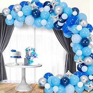 STAYUNIQUE1 Baby Blue Balloon Arch Kit- 145 PCs Blue & Silver Garland Kit, Easy to Assemble Backdrop Décor- Perfect Background Decoration for Wedding, Birthday Party, Baby Shower