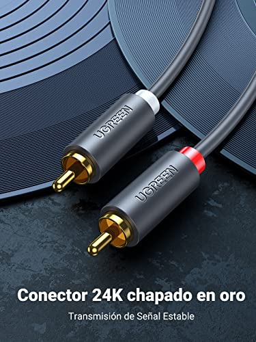 Image of UGREEN RCA Cable, 2RCA Male to 2RCA Male Stereo Audio Cable Gold Plated Car Audio Subwoofer Adapter Dual Shielded Red and White Cord for Home Theater Amplifier Hi-Fi System Car Sound Speaker (2M)