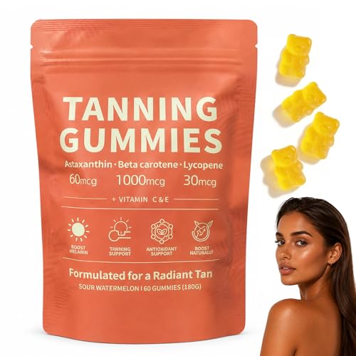 Tanning Gummies 2026 BestTanningGummies Skin Tanning Gummies withVitamin C & E Beta Carotene Skin Radiance &Hydration for Natural Looking Glow
