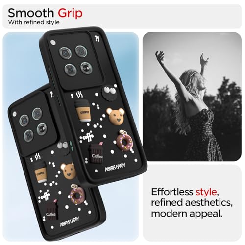 Image of Pikkme Back Cover for OnePlus 12 5G | Cute Fun Cartoon 3D Bear Silicone Full Body Protection Bumper Case (Black)