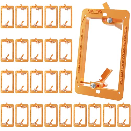 Image of VCE Low Voltage Mounting Bracket Single Gang Wall Plate, Flush Low Voltage Box for Network, HDMI, Coaxial, Speaker, Telephone Cables, Orange, 25 Pack