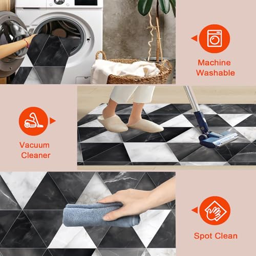 Alfombra pequeña entrada casa GDJSMIN estilo azulejos de mármol decorativa para cocina y salón 8