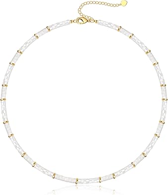 Choker Necklace for Women, Beaded Necklaces for Women Stocking Stuffers for Teens Teen Girl Gifts Gifts for Her Adjustable 14k Gold Gemstone Summer Anniversary Birthday Christmas Jewelry