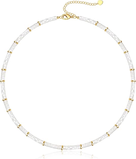 Choker Necklace for Women, Beaded Necklaces for Women Stocking Stuffers for Teens Teen Girl Gifts Gifts for Her Adjustable 14k Gold Gemstone Summer Anniversary Birthday Christmas Jewelry