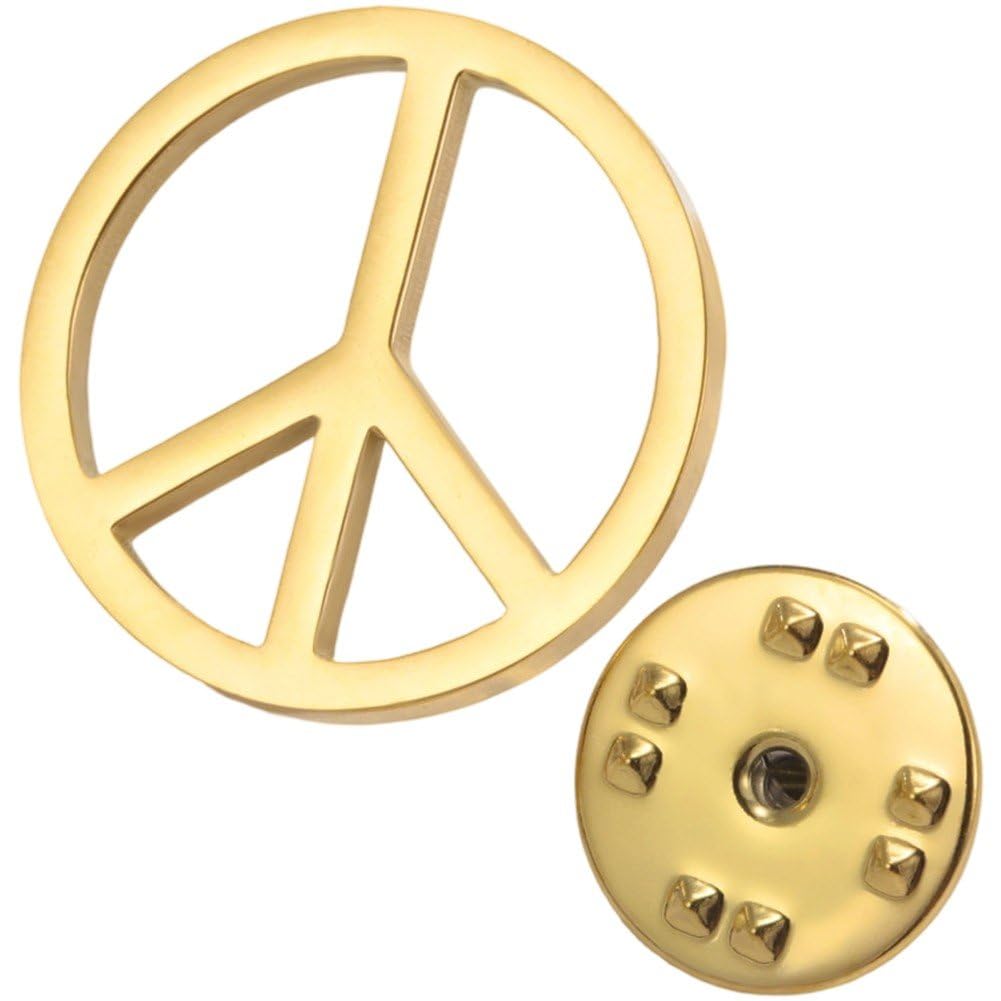 Lamdbao World Peace Symbol Brooch Pin Stainless Steel Peace Sign Suit Lapel Pin Pacifism Against War Accessories Jewelry Gift