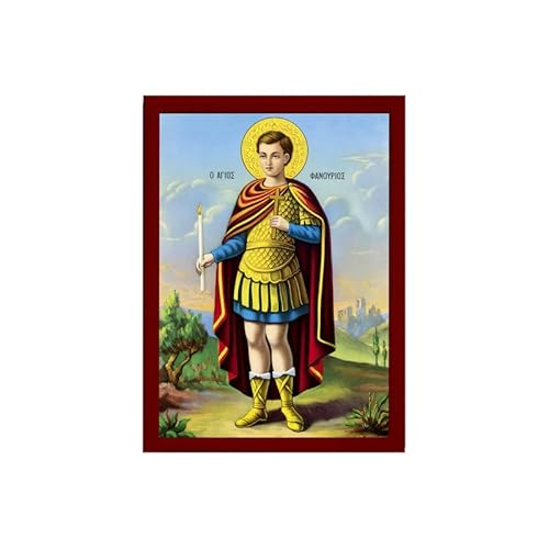Icona di San Phanourios, icona greco-ortodossa di San Fanourio, arte bizantina da appendere alla parete, in legno, regalo religioso (2) 7 x 10 cm