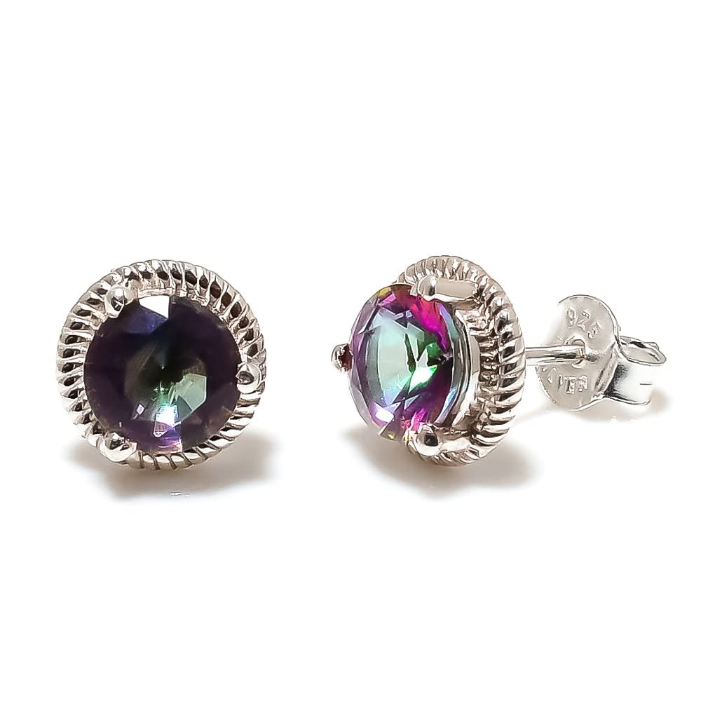 JeteMystic Topaz Gemstone earring/Designer's Earrings For woman / 925 Solid Silver Stud/Bollywood Jewellery for girls