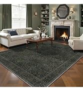 GENIMO 8x10 Area Rug for Living Room, Washable Vintage Floral Low Pile Non-Slip Large Carpet for ...