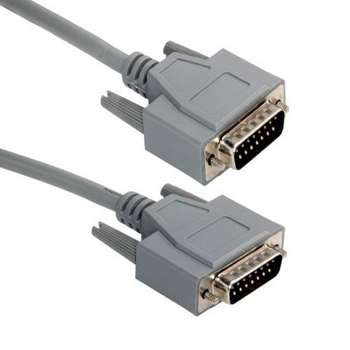 Amphenol CS-DSDMDB15MM-002.5 15-Pin DB15 Deluxe D-Sub Cable, Shielded, Male/Male, 2.5', Gray