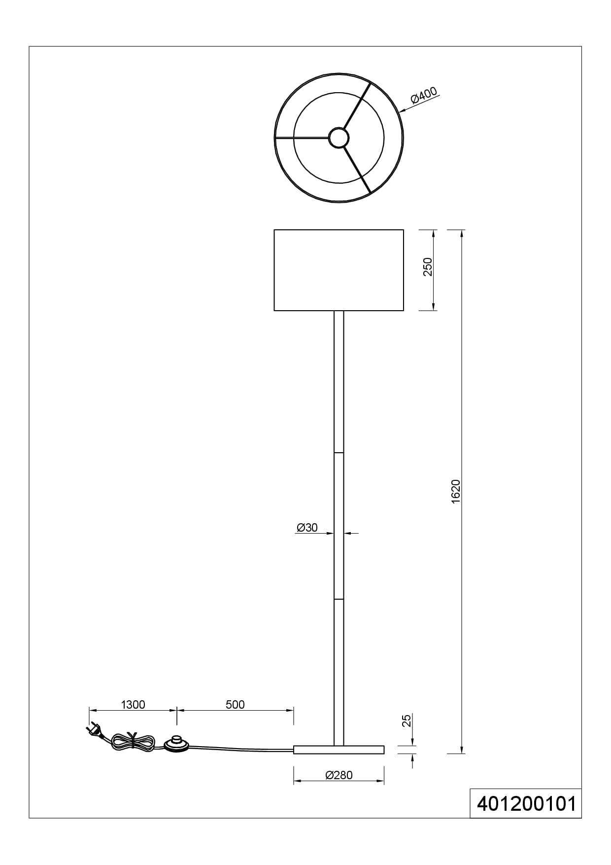 TRIO lampa stojąca, Korba 1 x E27