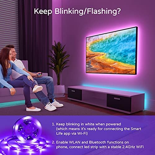 EppieBasic USB LED TV Backlights, 5.2m Smart WiFi LED Lights for TV Work with Alexa for 75 to 80inch,RGBW TV Led Light Strip Sync with Music,6500K Bias Lighting,APP Control(Only 2.4 GHz WiFi)